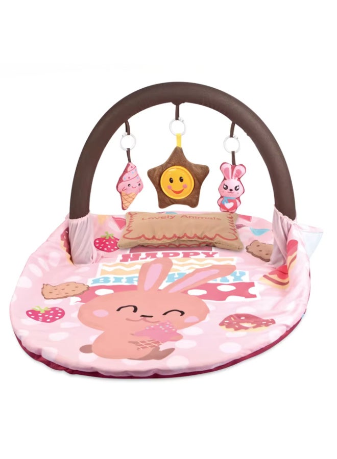 Tiibaby 2 in 1 Portable Baby Cot and Playmat with Mosquito Net and Hanging Toys - Foldable Baby Cot and Playmat - Lightweight and Easy to Carry - Cute and Safe Design for Babies from Birth - Multi-Color (Pink) - Image 3