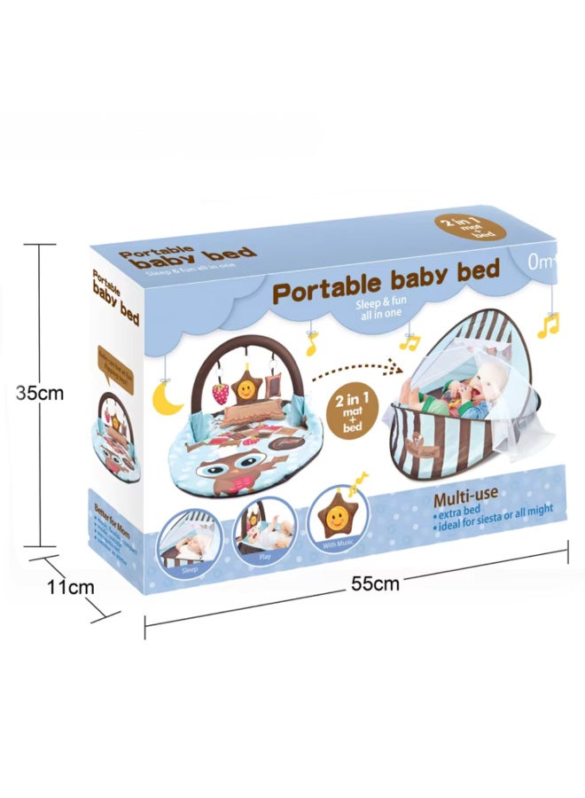 Tiibaby 2 in 1 Portable Baby Cot and Playmat with Mosquito Net and Hanging Toys - Foldable Baby Cot and Playmat - Lightweight and Easy to Carry - Cute and Safe Design for Babies from Birth - Multi-Color (Pink) - Image 5