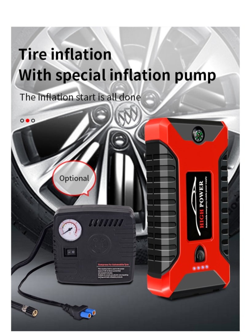 99800mAh 600A Car Jump Starter, Water Resistant Jump Starter Battery Portable with USB/DC 12V/LED Light Yellow