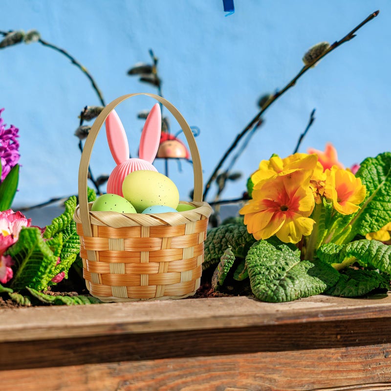 Remerry 12 Pcs Mini Easter Baskets Bulk with Handles, Colorful Small Woven Baskets for Easter Egg Hunt, Tiny Gift Basket for Party Favors, DIY Crafts, Spring Decor - Image 5