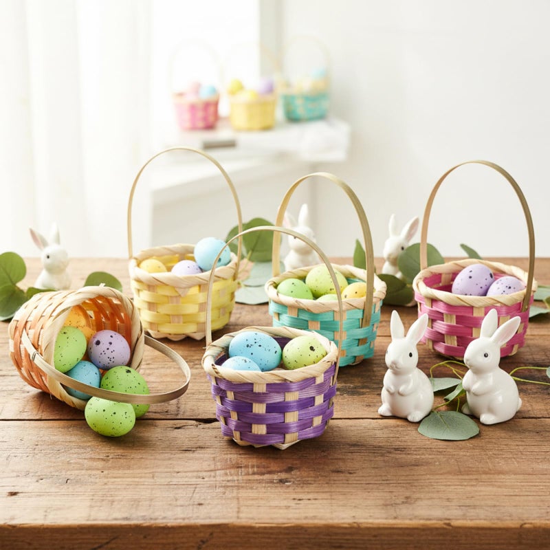 Remerry 12 Pcs Mini Easter Baskets Bulk with Handles, Colorful Small Woven Baskets for Easter Egg Hunt, Tiny Gift Basket for Party Favors, DIY Crafts, Spring Decor - Image 4