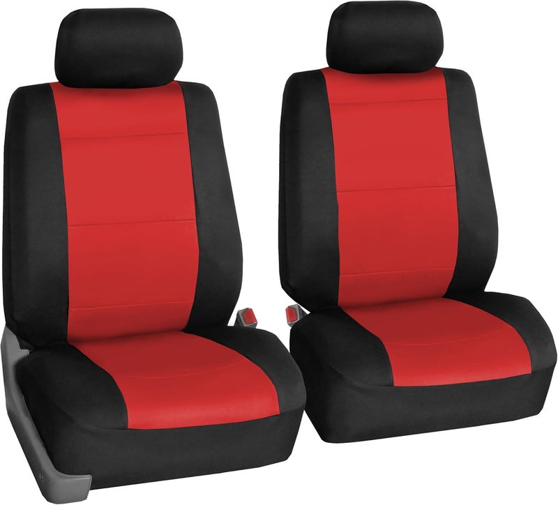 FH Group Car Seat Covers Front Set Red Neoprene - Car Seat Cover for Low Back Seats with Removable Headrest, Universal Fit, Automotive Seat Covers, Airbag Compatible, Car Seat Cover for SUV, and Van - Image 1