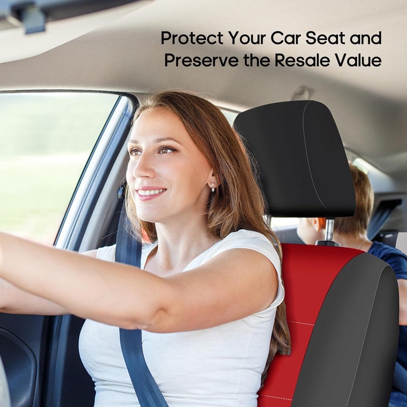 FH Group Car Seat Covers Front Set Red Neoprene - Car Seat Cover for Low Back Seats with Removable Headrest, Universal Fit, Automotive Seat Covers, Airbag Compatible, Car Seat Cover for SUV, and Van - Image 4