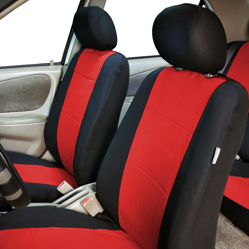 FH Group Car Seat Covers Front Set Red Neoprene - Car Seat Cover for Low Back Seats with Removable Headrest, Universal Fit, Automotive Seat Covers, Airbag Compatible, Car Seat Cover for SUV, and Van - Image 2