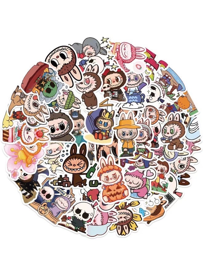 NIBEMINENT 60 Pcs Cartoon Labubu Deco Kit Waterproof Stickers, High Definition Printing Bright Colors, Suitable for Laptop Skateboard Luggage Water Bottle Guitar DIY - Image 3