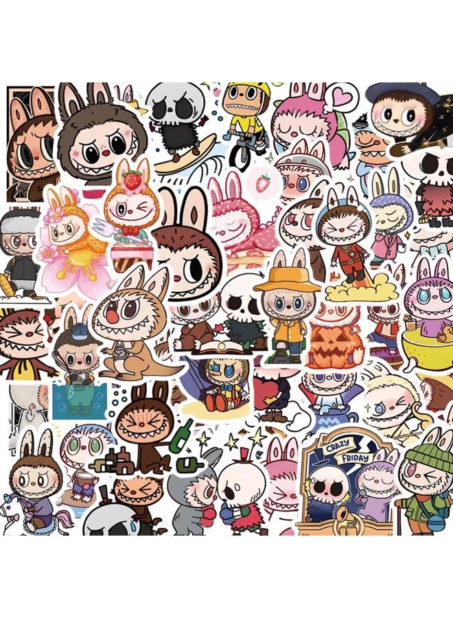 NIBEMINENT 60 Pcs Cartoon Labubu Deco Kit Waterproof Stickers, High Definition Printing Bright Colors, Suitable for Laptop Skateboard Luggage Water Bottle Guitar DIY - Image 1