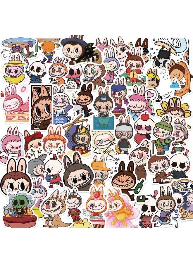 NIBEMINENT 60 Pcs Cartoon Labubu Deco Kit Waterproof Stickers, High Definition Printing Bright Colors, Suitable for Laptop Skateboard Luggage Water Bottle Guitar DIY - Image 2