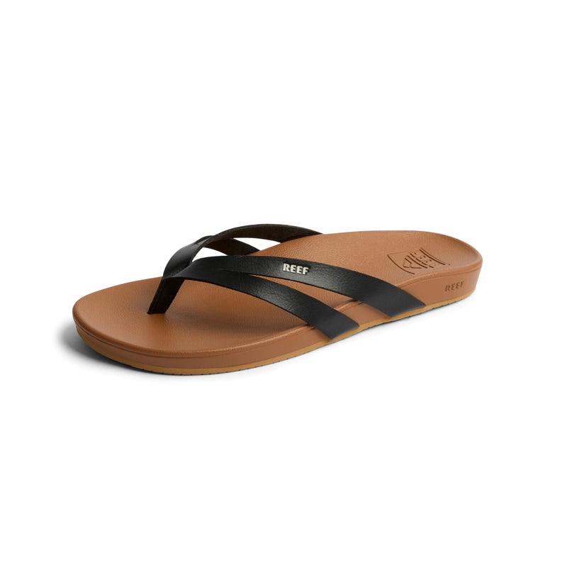 Reef Cushion Spring Joy Womens Flip Flop, Molded Cushion Footbed, Arch Support, Black/Tan, 7 - Image 1