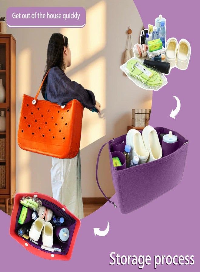 Lckaey Beach Bag Accessories for bogg bag Large Organizer Storage Bag for Bogg Bag Organizing divider cooler insert 3018Purple-L - Image 4