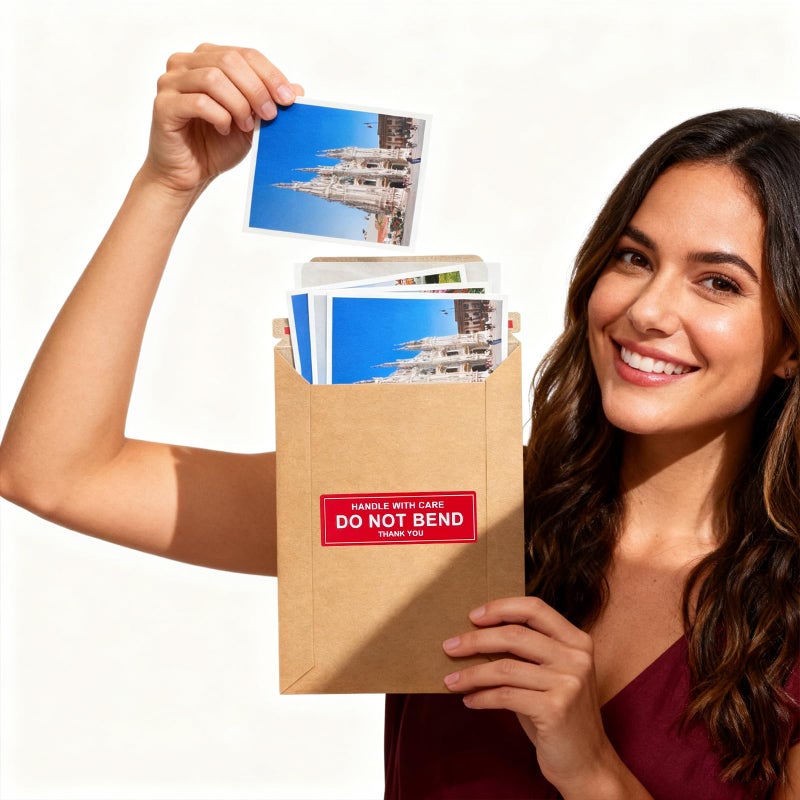 Neehows 100 Pack 5x6.9" Rigid Mailers Cardboard Envelopes, 400GSM Kraft Photo Mailers Shipping Envelope with "DO NOT BEND" Labels, Small Stay Flat Self Seal Document Envelope for Trading Cards- Brown - Image 2