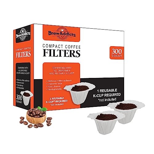 Brew Addicts 300 Paper Coffee SingleUse Filters for for Keurig Brewers and Compatible with KCup Pods 10  20 Models White Compact Design