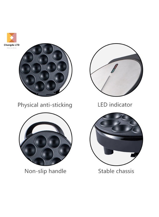 عام آلة صنع كعكات 750 واط، جهاز كب كيك بطبقة غير لاصقة ومؤشر ضوئي، سخان كهربائي مزدوج الجوانب لتحضير التاكوياقي لحفلات أعياد الميلاد والعطلات. - Image 5