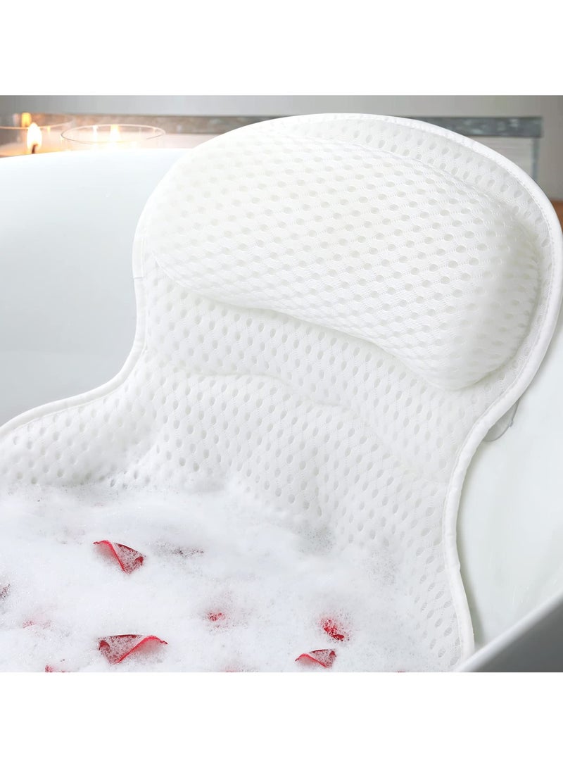 بريجووي وسادة حوض الاستحمام، وسائد استحمام فاخرة، وسائد استحمام فاخرة لدعم الرقبة والظهر في حوض الاستحمام، مسند رأس وسادة حوض الاستحمام بنسيج شبكي ناعم 4D وأكواب شفط مانعة للانزلاق - Image 1