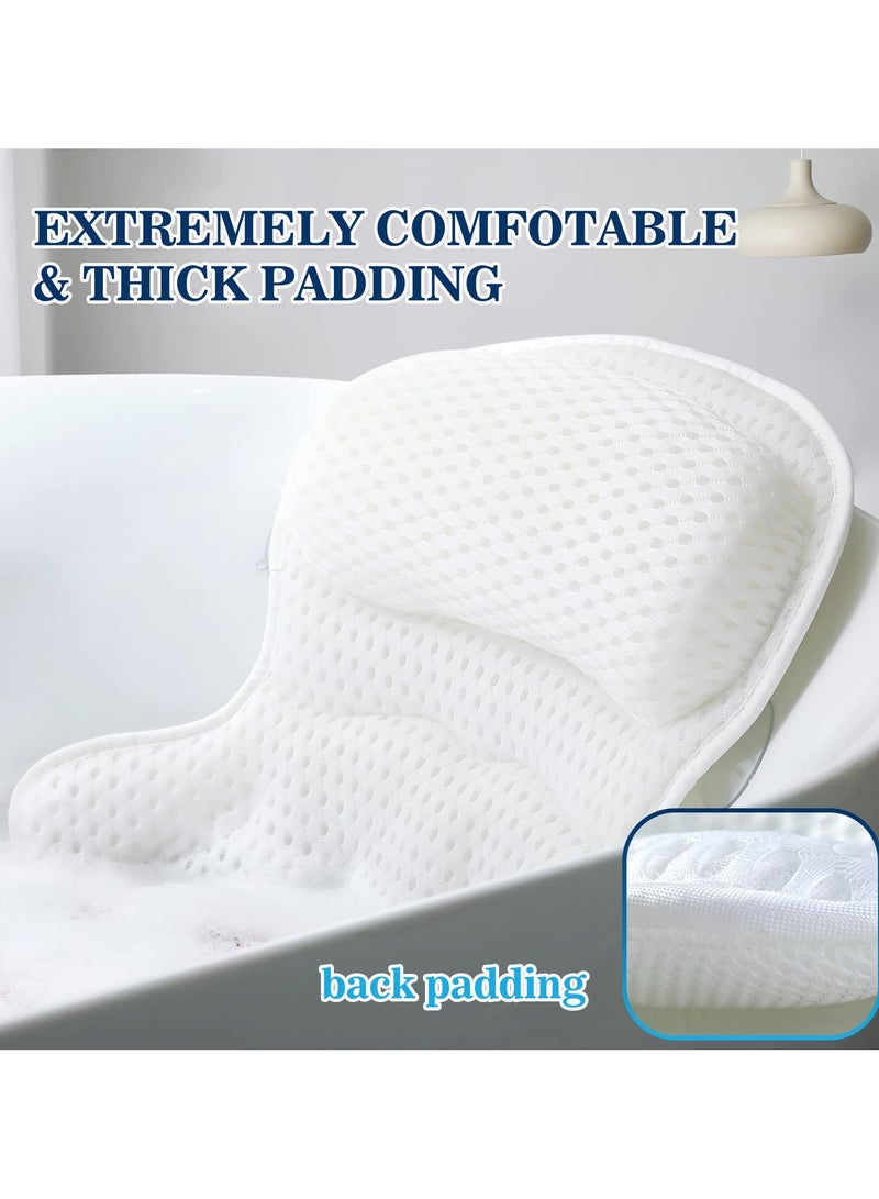 بريجووي وسادة حوض الاستحمام، وسائد استحمام فاخرة، وسائد استحمام فاخرة لدعم الرقبة والظهر في حوض الاستحمام، مسند رأس وسادة حوض الاستحمام بنسيج شبكي ناعم 4D وأكواب شفط مانعة للانزلاق - Image 5