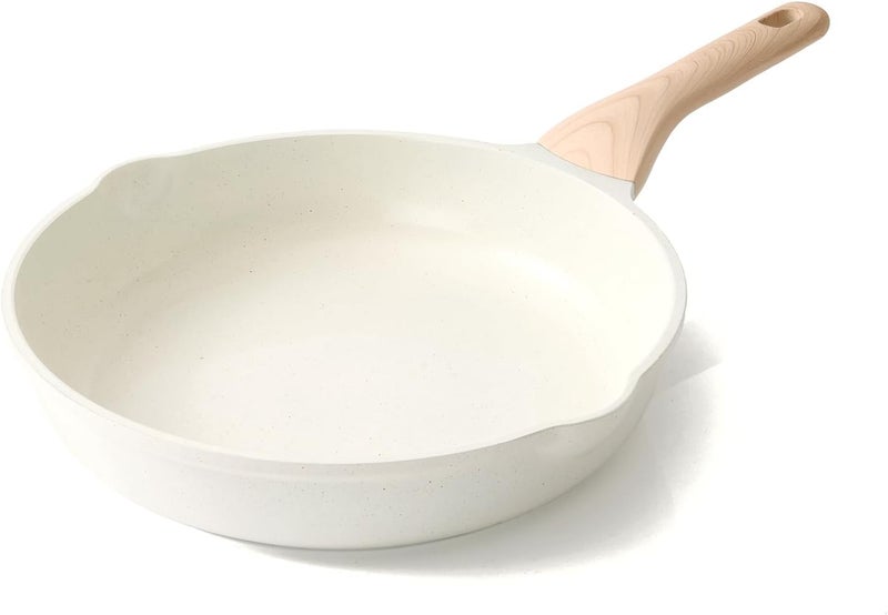 Niyam Nonstick Frying Pan Skillet, Granite Cooking Pan, Healthy and Non Toxic, Ergonomic Handles, Suitable for All Stove, PFOA Free (White, 24) - Image 1