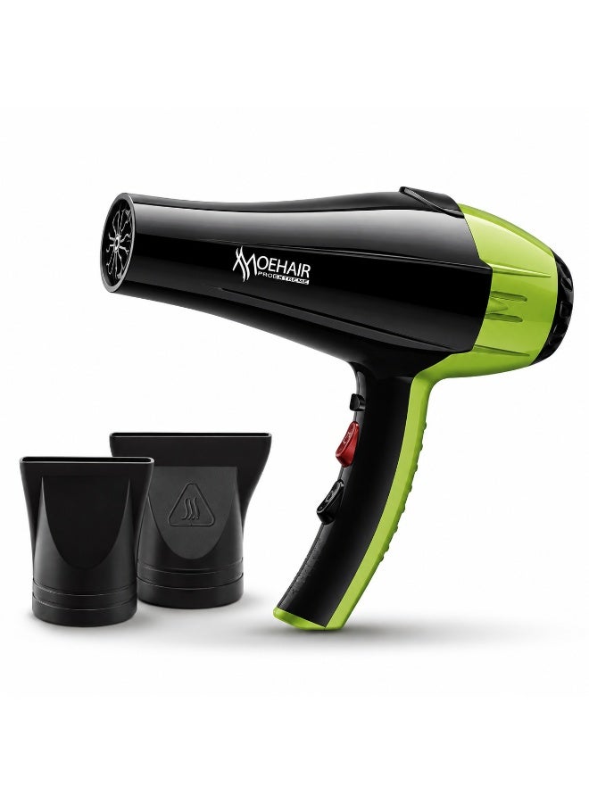 MoeHair MO-7160 Professional Hair Dryer for Women, 5000W High Power, Hot & Cold Air, 2 Heat Settings, Volume Diffuser & Concentrator Nozzles, Fast Drying for Home & Salon Use - Image 1