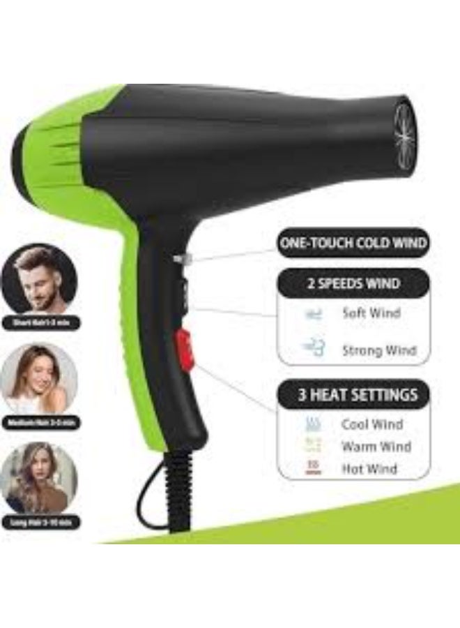 MoeHair MO-7160 Professional Hair Dryer for Women, 5000W High Power, Hot & Cold Air, 2 Heat Settings, Volume Diffuser & Concentrator Nozzles, Fast Drying for Home & Salon Use - Image 5