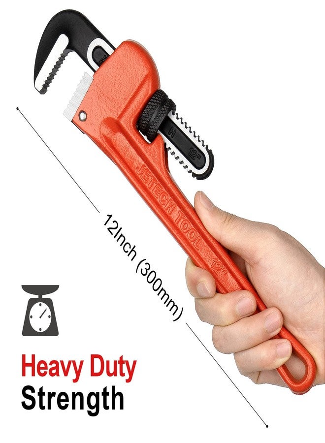 Jetech 12-inch Heavy Duty Straight Pipe Wrench, Adjustable Aluminum Plumber with Floating Hook Jaw and I-Beam Handle, Red - Image 5