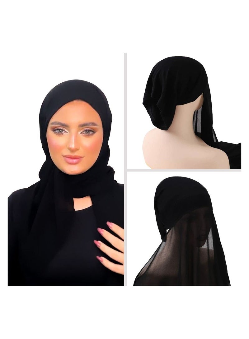 BHNS Hijab VIP veil, women's scarf, soft laser chiffon in elegant modern colors, with a hidden cotton bandana For more comfort and high stability on the head for women  - Image 1