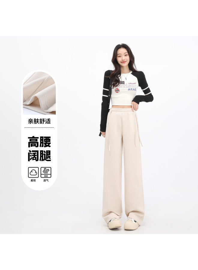 Hstyle Double Waistband High-waisted Wide-leg Pants Women's 2025 Spring Collection Versatile Loose Drapey Casual Trousers - Image 4