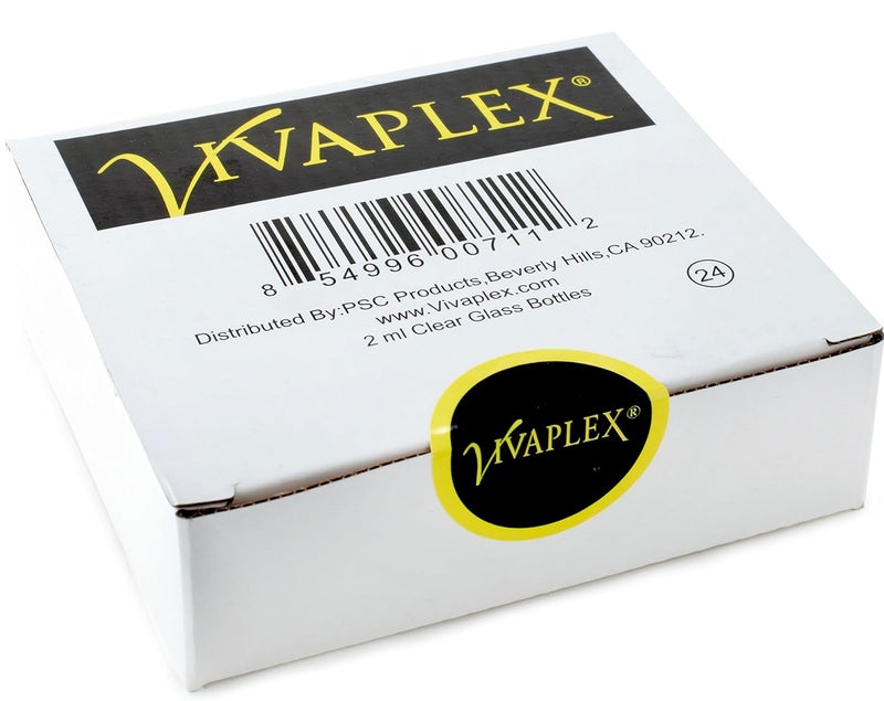 Vivaplex زجاجات فيفابلكس 24 شفافة سعة 2 مل 58 درام مع مخفضات فتحة وأغطية سوداء - Image 2