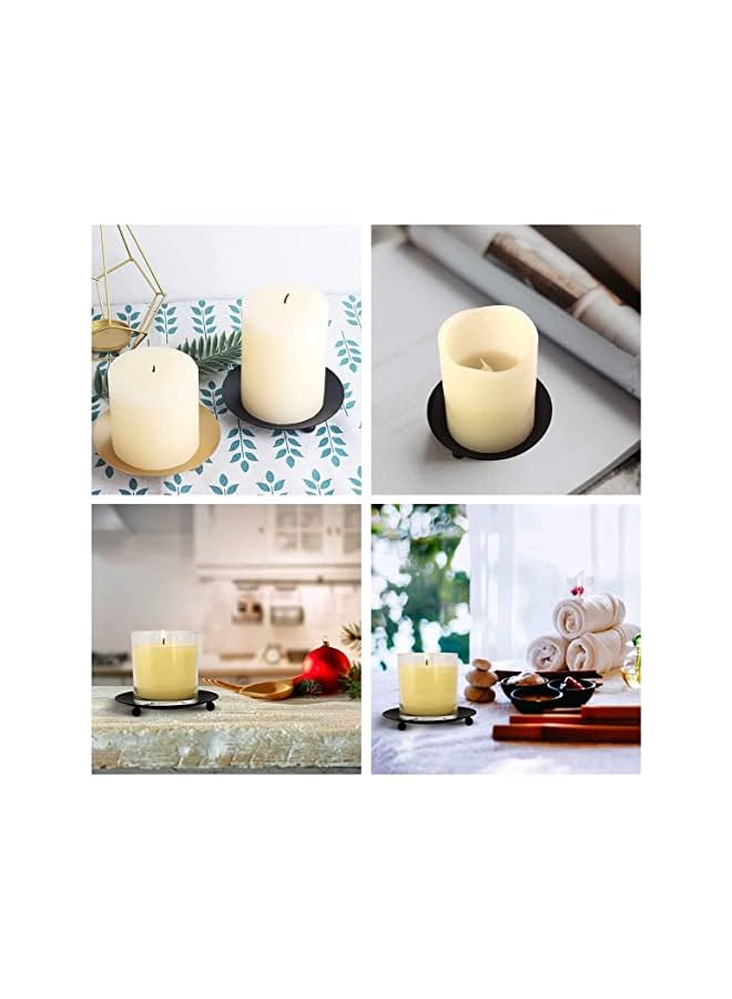 The Bros Iron Plate Candle Holder, 2pcs Tea Light Candles Holders Candelabras Modern Black Decorative Candle Tray for Wax Pillars Votive Candles Ball Candles Jar Candles, 10cm/4inches - Image 5