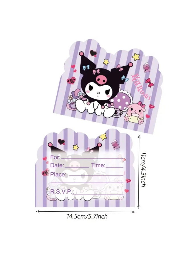 Kuromi Birthday Theme Invitation Cards 10 Pcs - Image 1