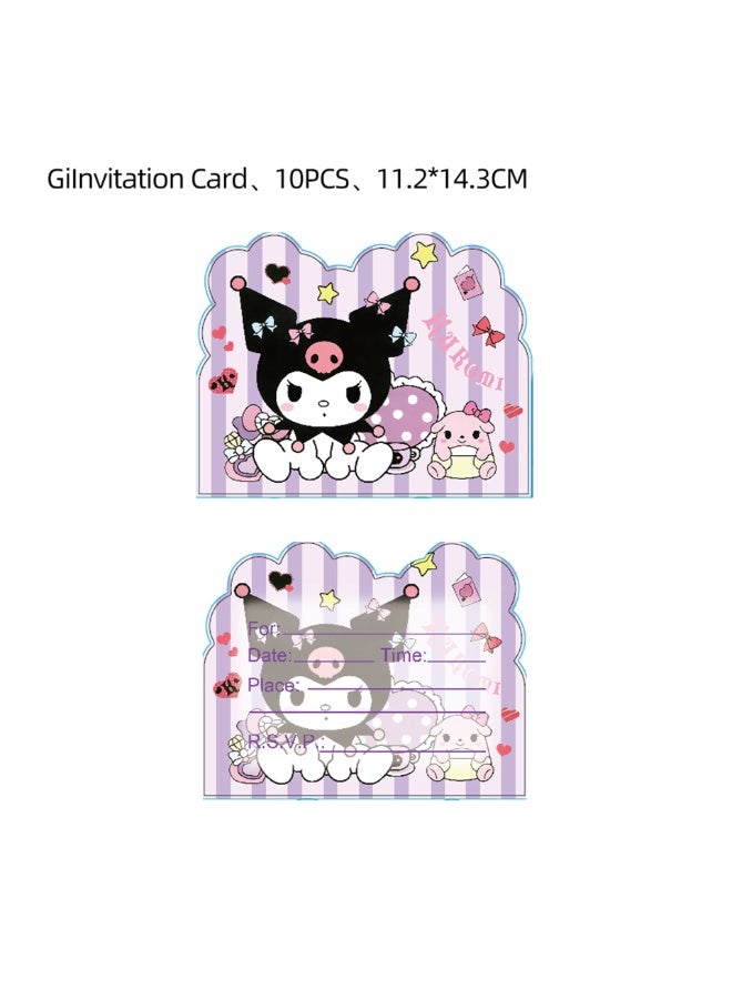 Kuromi Birthday Theme Invitation Cards 10 Pcs - Image 2