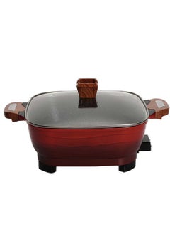 Generic Electric Cooker Pan with Glass Lid and Wooden Handle 7L - Multi-Functional Frying Pan, Non-Stick Cooker Bowl for Stir-Fry, Boiling, Steaming, and Cooking  - Image 1