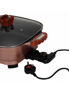 Generic Electric Cooker Pan with Glass Lid and Wooden Handle 7L - Multi-Functional Frying Pan, Non-Stick Cooker Bowl for Stir-Fry, Boiling, Steaming, and Cooking  - Image 2
