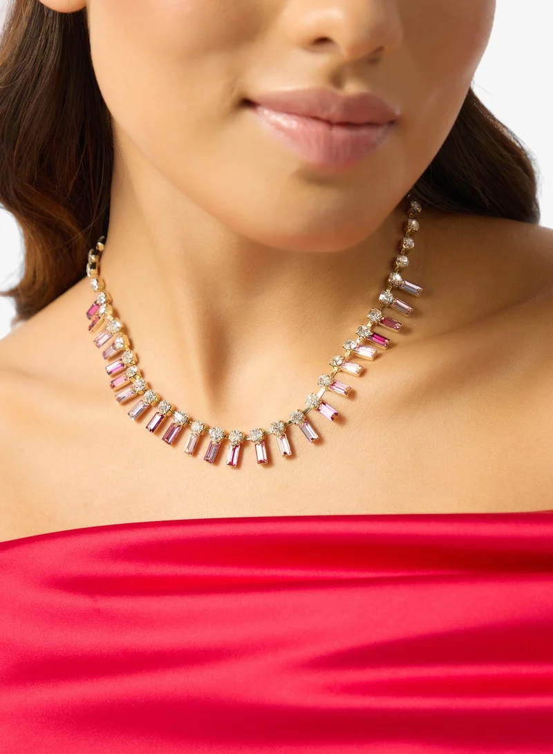 Rhinestone Jewel Embellished Detail Necklace