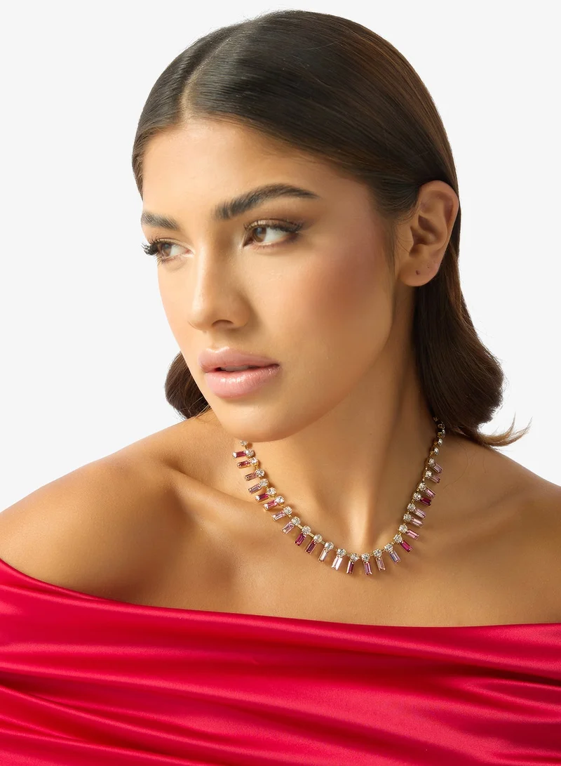 Ella Limited Edition GOLD Rhinestone Jewel Embellished Detail Necklace for Women | Best Price UAE