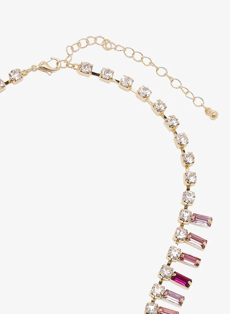 Ella Limited Edition GOLD Rhinestone Jewel Embellished Detail Necklace for Women | Best Price UAE