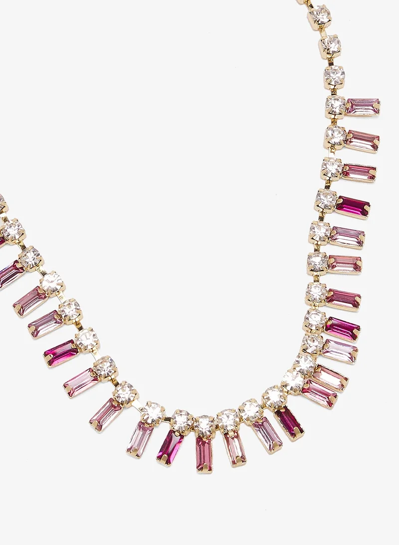 Ella Limited Edition GOLD Rhinestone Jewel Embellished Detail Necklace for Women | Best Price UAE