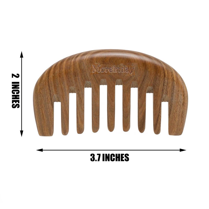 Moreinday The Moreinday Wide Tooth Wooden Scalp Detangling Hair Comb for Women and Men - Green Sandalwood - Image 2