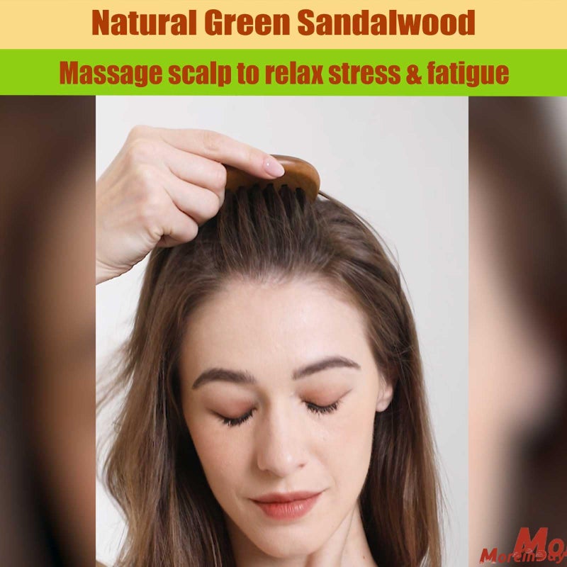 Moreinday The Moreinday Wide Tooth Wooden Scalp Detangling Hair Comb for Women and Men - Green Sandalwood - Image 5