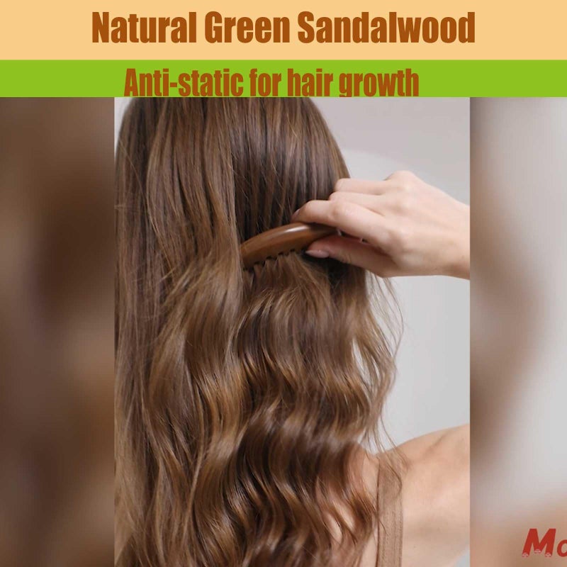 Moreinday The Moreinday Wide Tooth Wooden Scalp Detangling Hair Comb for Women and Men - Green Sandalwood - Image 3