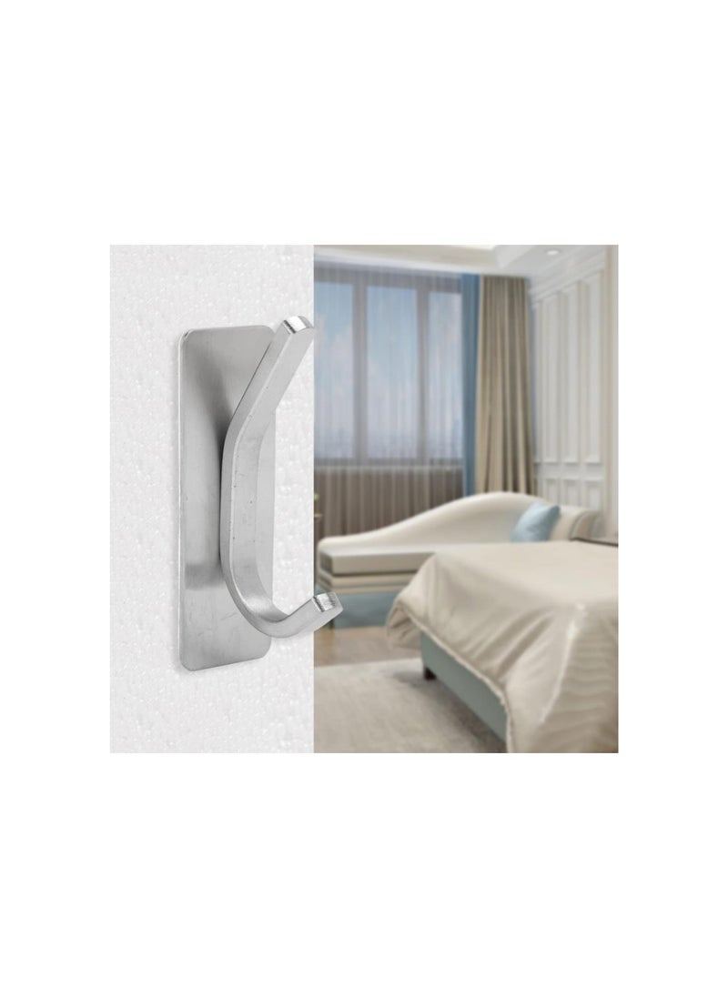 Generic - 4pcs Wall Mounted Coat Hooks, Stainless Steel Self Adhesive Hanging Hook Drill No Punch Wall Hangers for Badroom, Bathrooms, Towel, Key, Robe, Coats, Scarf, Bag - Image 1