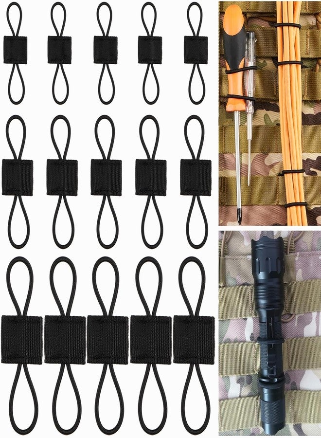 TEHOKARM 15 Pack Molle Attachments, Molle Webbing Binding Ribbon, Tactical Gear Holder Clip, Backpack Accessories, Molle Web Dominator Elastic Strings Buckle, Multipurpose Tactical Bag Accessories Black - Image 1