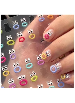 Goolsky 1sheet, Creative Funny Cute Expressions Nail Stickers, Women Girls Homemade DIY Manicure Cartoon Supplies  - Image 1
