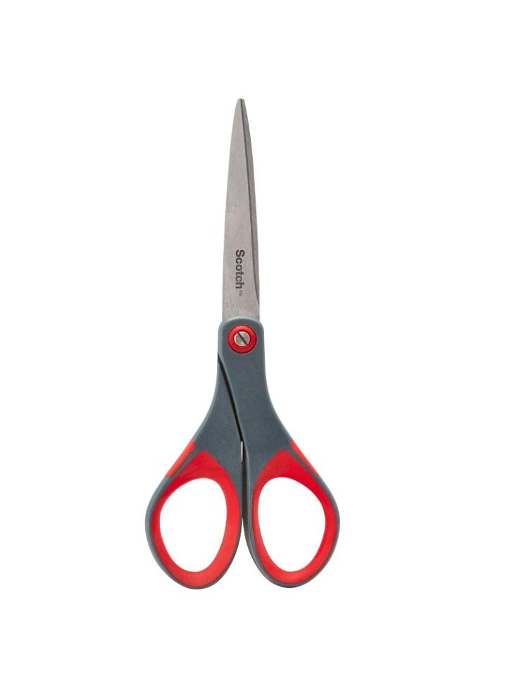 3M Scotch Precision Scissors 7 in (18 cm), 1 scissors/pack | Stainless Steel Blades | Red and Grey color | Ergonomic Comfort Grip | Precise Cutting | Multipurpose | Office, Home, School use | Scissors - Image 2