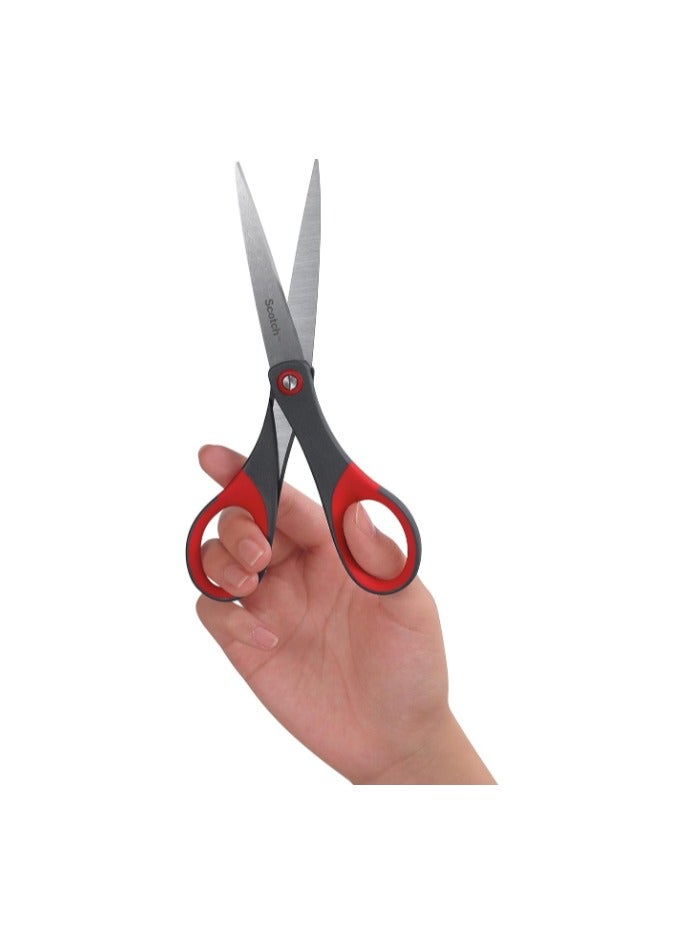 3M Scotch Precision Scissors 7 in (18 cm), 1 scissors/pack | Stainless Steel Blades | Red and Grey color | Ergonomic Comfort Grip | Precise Cutting | Multipurpose | Office, Home, School use | Scissors - Image 4