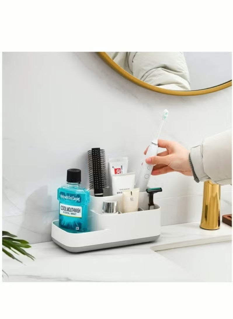 Plastic Toothbrush Holder for Bathroom 5 Slots Bathroom Countertop Organizer Toothpaste for Vanity/Bathroom Counter Sink - Image 3