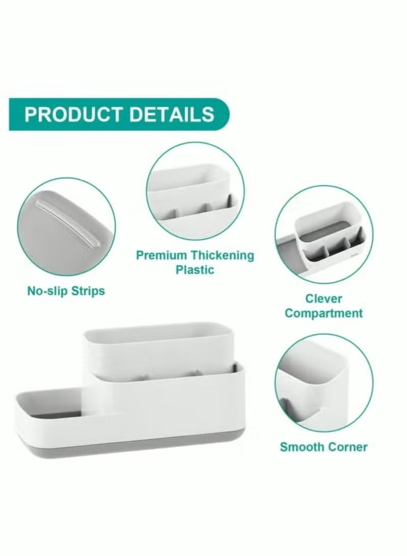 Plastic Toothbrush Holder for Bathroom 5 Slots Bathroom Countertop Organizer Toothpaste for Vanity/Bathroom Counter Sink - Image 2