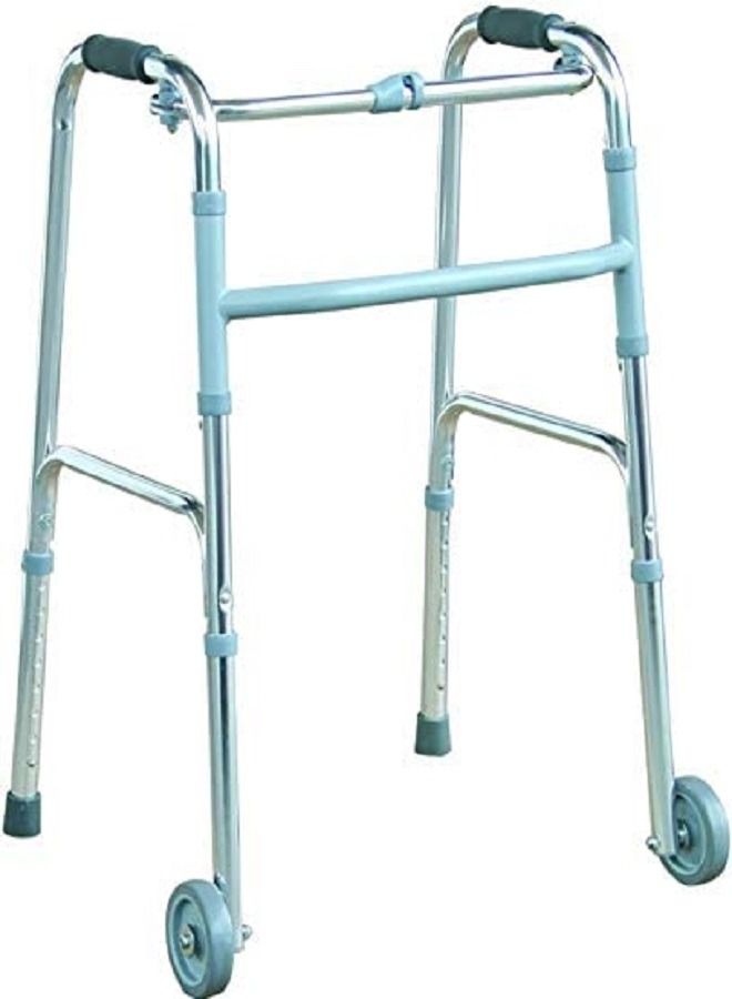 Foldable Elderly Walker Aluminum Rotating Walker - Silver - Image 1