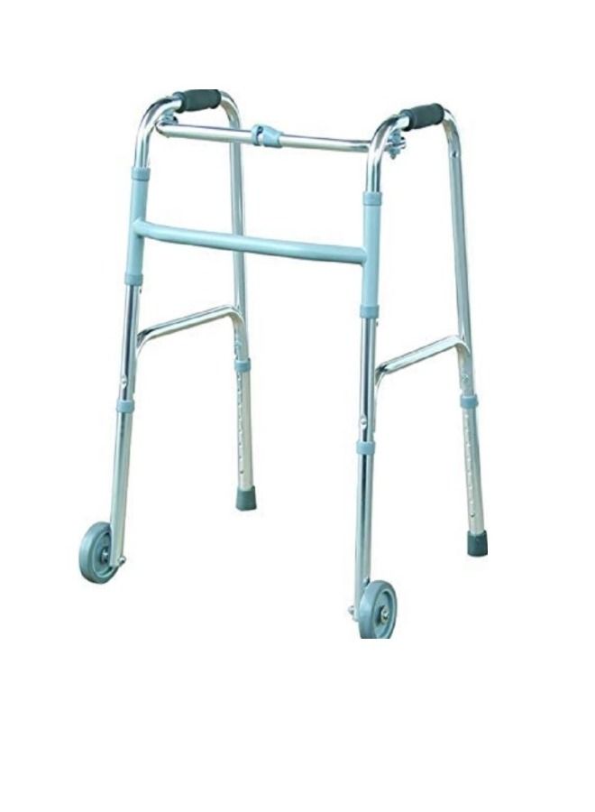 Foldable Elderly Walker Aluminum Rotating Walker - Silver - Image 2