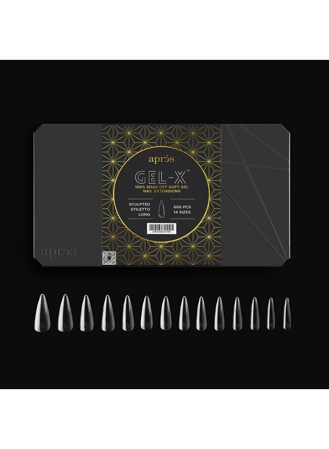 Apres Nail Gel-X Sculpted Stiletto Long Box Of Tips | 600 Gel-X Tips, Premium Quality, 14 Sizes 00-9 | Half-Sizes Included - Image 2
