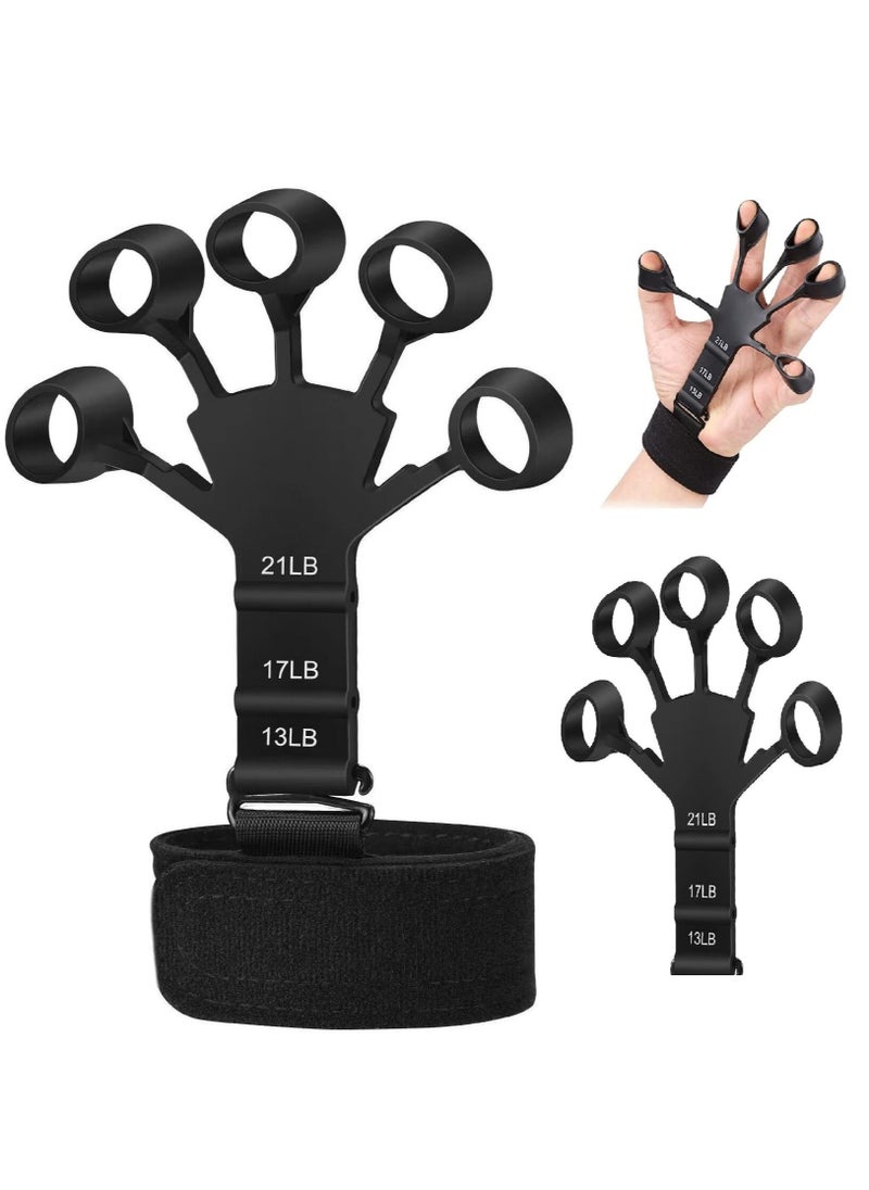 HIAS Finger Strengthener – Adjustable Hand Gripper with 3 Resistance Levels for Grip Strength Training, Finger Rehabilitation & Physical Therapy – Finger Exerciser for Musicians, Athletes, Rock Climbers, Recovery & Carpal Tunnel Relief  - Image 1