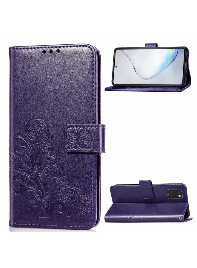 Zaboon Case For Galaxy Note10 Lite/A81/M60s Lucky Clover Pressed Flowers Pattern Leather Case with Holder & Card Slots & Wallet & Hand Strap - Image 1