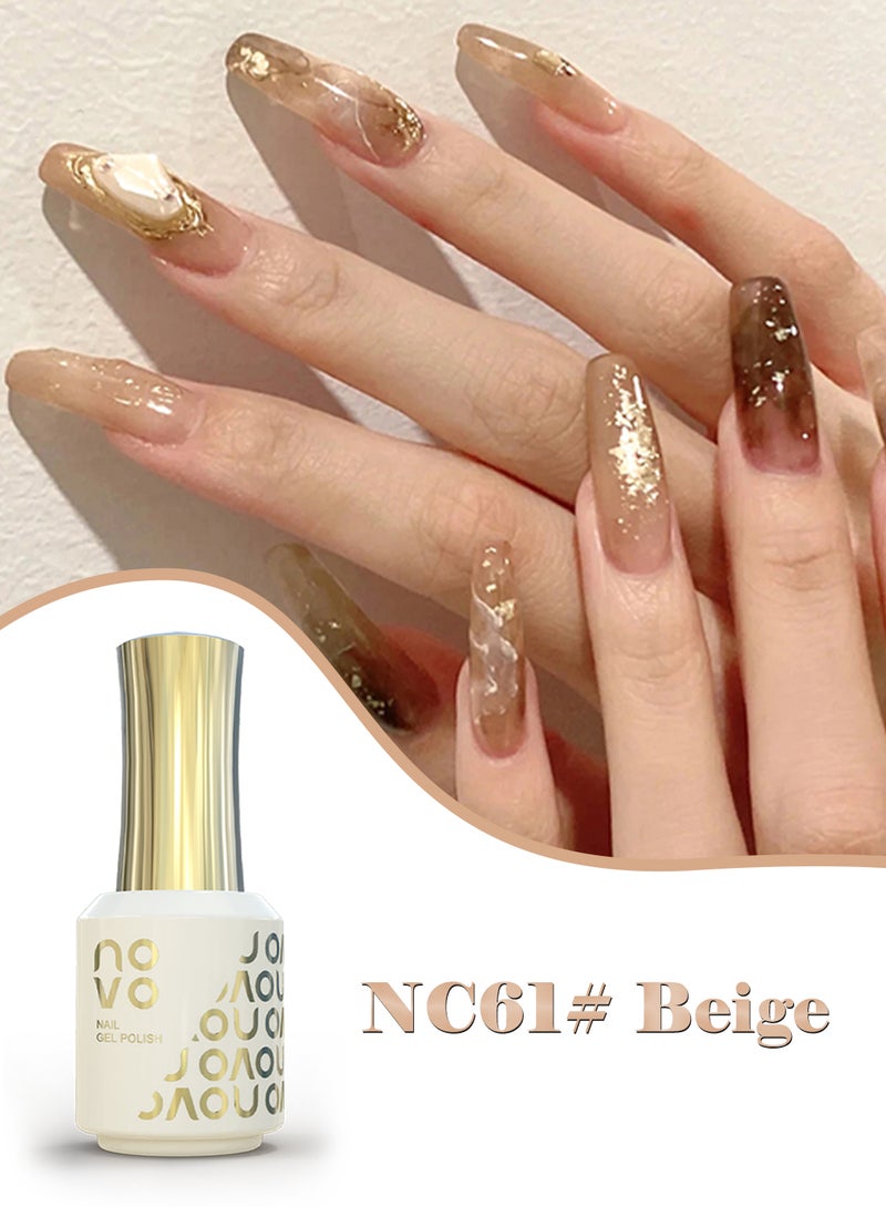 نوفو طلاء أظافر جل، أظافر جل شفاف، سريع الجفاف بالأشعة فوق البنفسجية ومصباح LED، طلاء جل يدوم طويلاً لعمل مانيكير بنفسك، فن الأظافر في المنزل أو الصالون 12 مل-NC61# وردي - Image 2